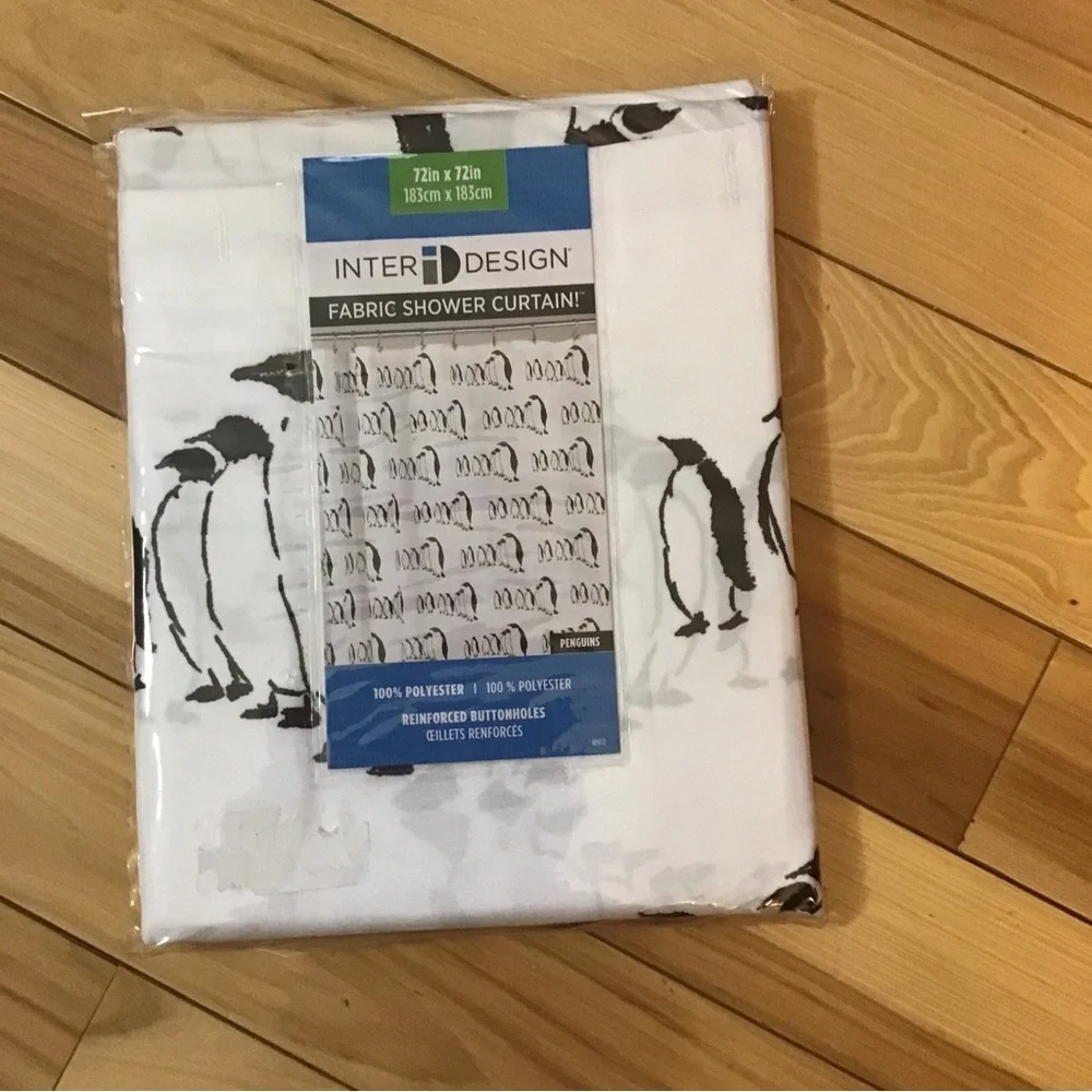New InterDesign Penguins bathroom Fabric Shower Curtain, 72